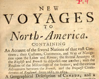 Detail, New Voyages to North-America, 2 volumes, by Baron Lahontan, 1735